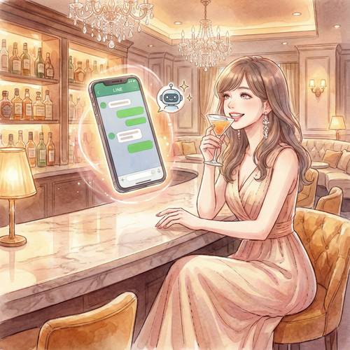 スマホを見て笑顔の女性
